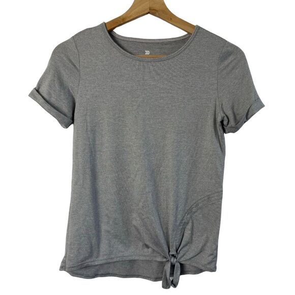All In Motion Gray Soft Cuffed Short Sleeve Shirt Knot Bottom Girls Size Large - Picture 1 of 8